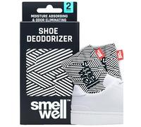 SmellWell - Désodorisant parfumé pour chaussures - Éliminateur d'odeurs - Charbon de bambou actif - Sacs purificateurs d'air - Inserts de désodorisants, 1 paire - Taille originale - Rayures blanches,