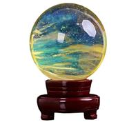 Smelting Crystal Quartz Ball with Stand Yellow Crystals Ball for Healing/Divination/Chakra Balance/Yoga/Home/Office FengShui Decoration,8cm