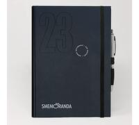 Smemoranda - Agenda hebdomadaire 12 mois, janvier - décembre 2023 - Couverture rigide, feuilles à carreaux - Format extra large 16,8 x 24 cm - Stylo inclus - Couleur Noir