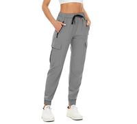 SMENG Pantalon Femme Pantalon Cargo Femme Multi-Poches Streetwear Taille Haute Hip Hop Pantalon Respirant Sport Pantalon De Travail Outdoor Pants Sport Femme Gris XX-Large