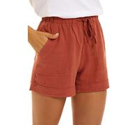 SMENG Shorts Femme Eté Casual Pantalon Courte Grande Taille Femme Short de Sport Pantalon Court pour Jogging Fitness Short d'entraînement décontracté avec Cordon Orange XL