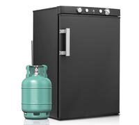 SMETA 100L Frigo Gaz 12V 220V, Camping Car Réfrigérateur avec Congélateur, Porte Réversible, Caravane Garage Mobile-home Silencieux, Noir, avec Poignée