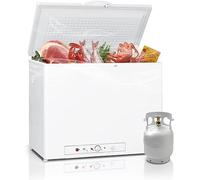 SMETA Congélateur Camping 200L Congélateur à Gaz Gaz/220V, Congélateur Silencieux pour Chalet, Maison, Mobile-home, Garage, Cabanon,Gîte -12°C-0°C Blanc