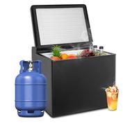 SMETA Frigo Camping Car Gaz, Frigo Trimixte 12V 220V Gaz, 40L, 0-10℃, Silencieux Mini Bar, Poignées encastrées, Mini Réfrigérateur pour Camping Car Caravane Camion, Noir