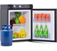 SMETA Frigo Camping Gaz, 40L, Frigo Trimixte 12V 220V Gaz, Petit Bar Silencieux Mini Réfrigérateur pour Camping-Car Caravane Camion Garage Mobile-home, Noir