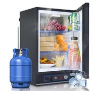 SMETA Frigo Gaz 12V 220V 40L, Frigo Trimixte Trivalente avec Porte Réversible, Réfrigérateur pour Camping-Car, Caravane, Voiture, Hôtel, Chambre, Mobile-Home, Noir