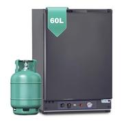SMETA Frigo Gaz 60L, Frigo Trimixte 12V/220V/Gaz, Portable Silencieux, Idéal pour Camping-Car, Caravane, Maison de Vacances, Mobile-Home, Noir