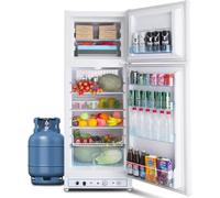 SMETA Frigo Gaz avec Congélateur 380L, Réfrigérateur Congélateur 2 Voies Gaz/220V, Frigo Camping Gaz pour Camping-Car, Caravane, Mobile-Home, Garage, Blanc