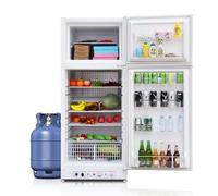 SMETA Frigo Gaz avec Congélateur 380L, Réfrigérateur Congélateur 2 Voies Gaz/220V, Frigo Camping Gaz pour Camping-Car, Caravane, Mobile-Home, Garage, Blanc