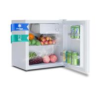 SMETA Mini Réfrigérateur 48L, Petit Frigo Silencieux 220-240V, avec Thermostat Réglable, Pieds Réglables, Porte Réversible et Petit Congélateur, Mini Bar, pour Chambre, le Bureau, 0-10℃, Blanc