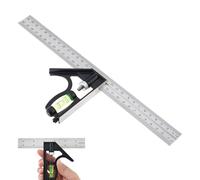 Smgda Équerre combinée, règle d'angle combinée en acier inoxydable de 300 mm, échelle métrique et impériale 45/90 degrés avec niveau à bulle pour charpentier, ingénieur, mesure du travail du bois