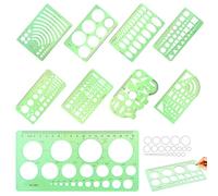 SMGDA Lot de 9 outils de mesure géométriques en plastique vert transparent pour étudier, concevoir et construire
