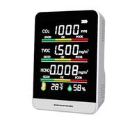 Smgda Moniteur de qualité de l'air, détecteur de dioxyde de Carbone CO2 HCHO TVOC 5 en 1, analyseur de gaz d'humidité de la température, Charge USB de Type C, Temps réel, Alarme sonore/Lumineuse