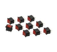 SMGLRUEAT 10PCS 2D6P-RED 15 * 21mm SPST on/Off Boat Rocker Switch 6A 250V KCD1 KCD1-101