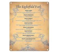 SMGLRUEAT Buddha Eightfold Path Poster Metal Tin Sign 8x12 Inch | Rustic dharma reference with noble truths fits living room library peaceful corner