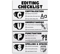 SMGLRUEAT English Writing Strategy Poster, CUPS Editing Checklist for Classroom, Student Reference Wall Art for Elementary School Teachers(Unframed,08x12inch(20x30cm))