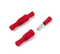SMGLRUEAT Lot de 100 connecteurs de fils bout à bout mâles et femelles 22-18 AWG, cosses à électriques de 0,5 à 1,5 mm, rouges, assortis