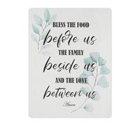 SMGLRUEAT Prayer Before Meals Metal Tin Sign God Bless the Food Before Quote Rustic Kitchen Wall Decor for Home Dining Room 8 X 12 inch
