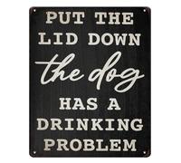 SMGLRUEAT Vintage Metal Sign Put The Lid Down The Dog Has A Drinking Problem Funny Bathroom Decor for Washroom Restroom Wall-Art 8 X 12 in
