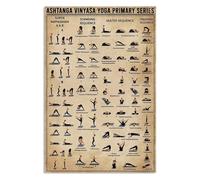 SMGLRUEAT Vintage Yoga Poses Poster Metal Sign Vinyasa Flow Sequence Chart Practice Guide Wall Decor For Studio Home Gym Or Space 8 X 12 in