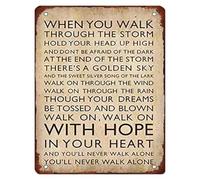 SMGLRUEAT Vintage You Will Never Walk Alone Metal Sign Inspirational Tin Plaque For Home Kitchen Bathroom Garage Yard Wall-Art 8 X 12 inch