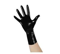 SMGZC Latex Gants Courte,Gants Courte en Latex naturel Caoutchouc pour Femmes et Hommes Cosplay Club de Fête (Noir,S)