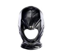 SMGZC Masque en PU Cuir,Cuir Tête Couverture Cuir Face Masque Cagoule en Caoutchouc Exposition Bouche pour Mascarade Cosplay Party Club (Noir,M)