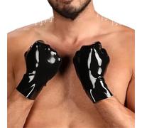 SMGZC Sans doigts Forme sphérique Latex Gants Courte,Gants Courte en Latex naturel Caoutchouc pour Femmes et Hommes Cosplay Club de Fête (Noir,L)