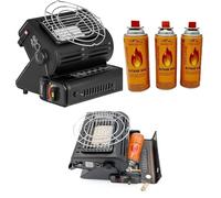 SMH LINE® Chauffage à gaz Portable 2 en 1 pour Camping, Tente d'extérieur, Caravane, réchaud 1,3 KW + Cartouches de gaz Butane en céramique GPL