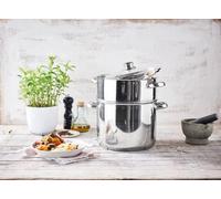 SMH LINE Cuiseur vapeur, 8 l, en acier inoxydable, à induction, avec couvercle en verre, pour tous les types de plaques de cuisson