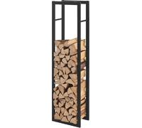 SMH LINE® Étagère à bois de chauffage - Pour l'intérieur et l'extérieur - En métal solide - Étanche et ignifuge - Aide à l'empilage du bois de chauffage - Noir (125 x 40 x 25 cm)