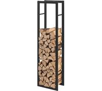 SMH LINE® Étagère à bois de chauffage - Pour l'intérieur et l'extérieur - En métal solide - Étanche et ignifuge - Aide à l'empilage du bois de chauffage - Noir (150 x 40 x 25 cm)