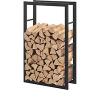 SMH LINE® Étagère à bois de chauffage - Pour l'intérieur et l'extérieur - En métal solide - Étanche et ignifuge - Aide à l'empilage du bois de chauffage - Noir (100 x 40 x 25 cm)