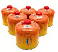 SMH LINE® Lot de 6 cartouches à visser de 500 g butane propane - Valve à vis filetage universel 7/16 - Cartouches de gaz - Valve EN 417 - Brûleur Bunsen - Réchaud de camping - Grill - Réchaud à gaz