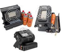 SMH LINE Réchaud à gaz portable 2 en 1 + 12 cartouches de gaz de 227 g - Chauffage à gaz pour camping, extérieur, tentes, caravanes - Brûleur 1,3 kW + cartouches de gaz butane en céramique GPL