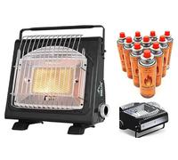 SMH LINE Réchaud à gaz portable 2 en 1 + 4 cartouches de gaz de 227 g - Chauffage à gaz de camping - Chauffage d'extérieur pour tentes et caravanes - Brûleur 1,7 kW + cartouches de gaz butane