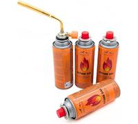 SMHLINE® Brûleur à gaz avec 4 cartouches de gaz 227 g - Brûleur multi-usages - 1371 °C - Chalumeau à souder 1760 W - Appareil de flammation des mauvaises herbes - Chalumeau de soudage (brûleur avec 4