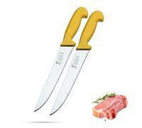 SMI 2x Couteau Boucher Solingen 8 Pouces - Set Couteaux de Boucher Pro - Couteaux à Viande Acier Inoxydable - German Steel 1.4116 - Made in Germany