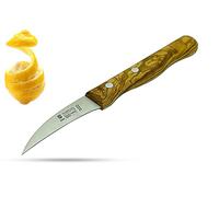 SMI 6 cm Solingen Couteau Eplucheur Bec d'Oiseau Couteau Cuisine Petit Couteau Office Incurvé Manche Bois d'Olivier Made in Germany