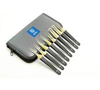 SMI - 8 Pièces Pince Extension Cils droit et Incurvé Pince A Epiler Professionnelle pour les Faux Cils Acier Inoxydable Pince De Precision Pince Cils 3D - 6D avec Etui (or noir)
