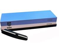 SMI Pierre a Aiguiser Affuteur Couteau Pierre à Affûter Double-Face grain 1000/6000 avec Base en Silicone Antidérapant et Guide d'angle