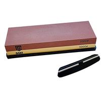 SMI Pierre a Aiguiser Grain 2000/5000, Pierre à Aiguiser Whetstone, Aiguiseur Couteaux, Pierre à Affûter Double-Face avec Base en Silicone Antidérapant et Guide d'Angle
