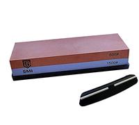 SMI Pierre a Aiguiser Grain 600/1500, Pierre à Aiguiser Whetstone, Aiguiseur Couteaux, Pierre à Affûter Double-Face avec Base en Silicone Antidérapant et Guide d'Angle
