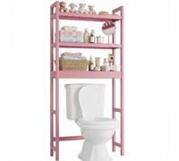 SMIBUY Salle de Bains étagère de Rangement, Bamboo Over-The-Toilet Organisateur Rack, Toilettes autoportant Space Saver avec 3 Niveaux clayettes (Rose)