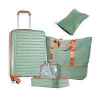 Smicure Lot de 3 valises rigides en polycarbonate de 50,8 cm, 55,9 x 35,6 x 22,9 cm, approuvées par les compagnies aériennes avec sac de sport, valise avec roues pivotantes durables, vert, 22inche