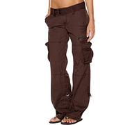 SMIDOW Pantalon cargo taille basse pour femmes - Grande taille - Pantalon baggy extensible à jambes larges et poches - Pantalon militaire combat Y2K Streetwear, Taille 3XL