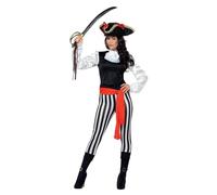 Smiffy's Costume femme pirate noir – haut, pantalon, couvre-bottes, tour du cou gothique, ceinture