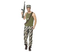 Smiffys 44659S Déguisement - Homme - Tenue de Militaire - Économique, Vert, Taille S
