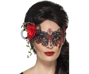 Smiffys 44957 Day of the Dead Metal Filigree Eye Mask (One Size), Black