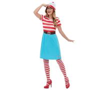 Smiffys 50281L Officially Licensed Where's Wally Wenda Costume, Women, Red & White